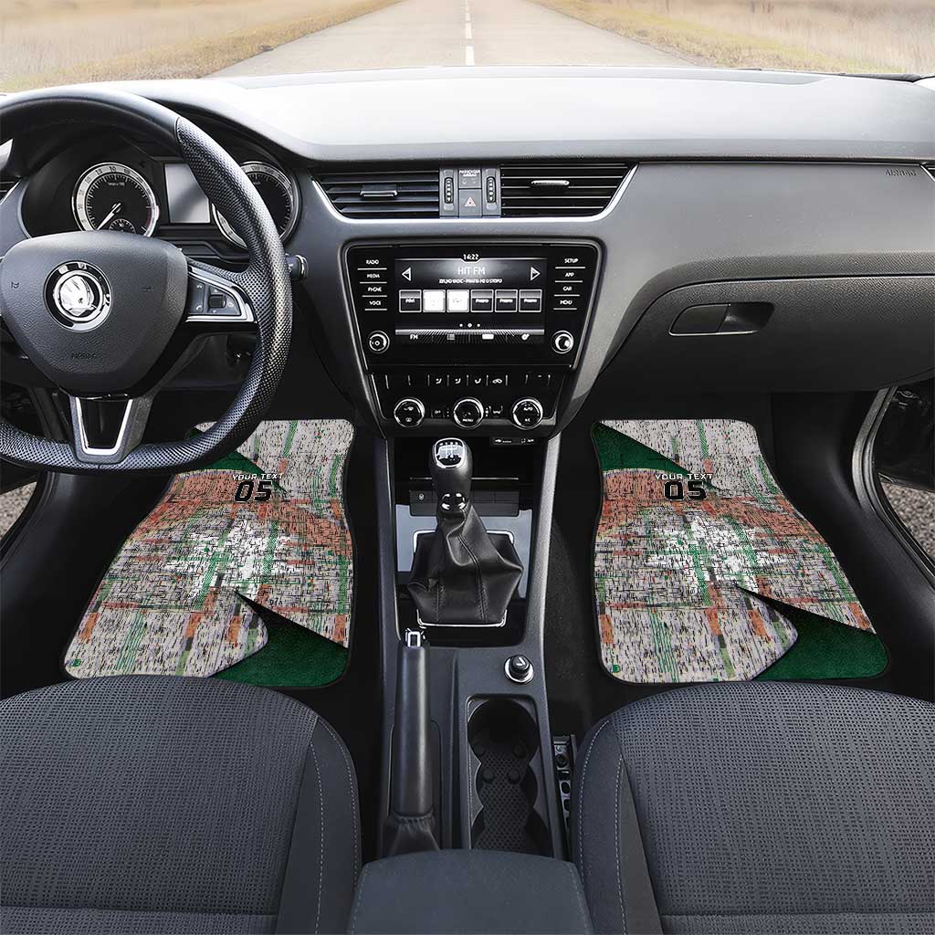 Custom Jordan Football Car Mats Jordanian National Flag Colors Retro Glitch Art