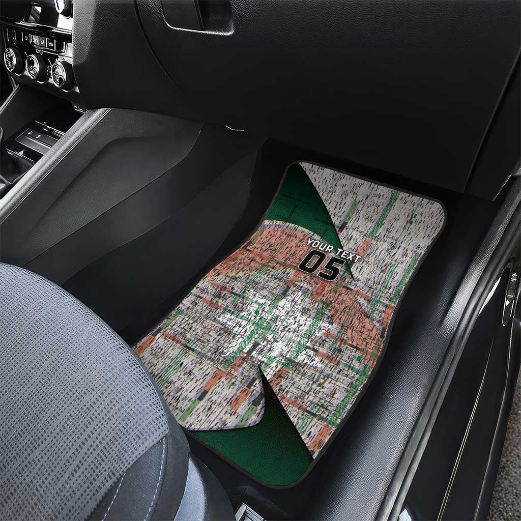 Custom Jordan Football Car Mats Jordanian National Flag Colors Retro Glitch Art