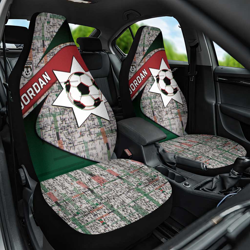 Jordan Football Car Seat Cover Jordanian National Flag Colors Retro Glitch Art