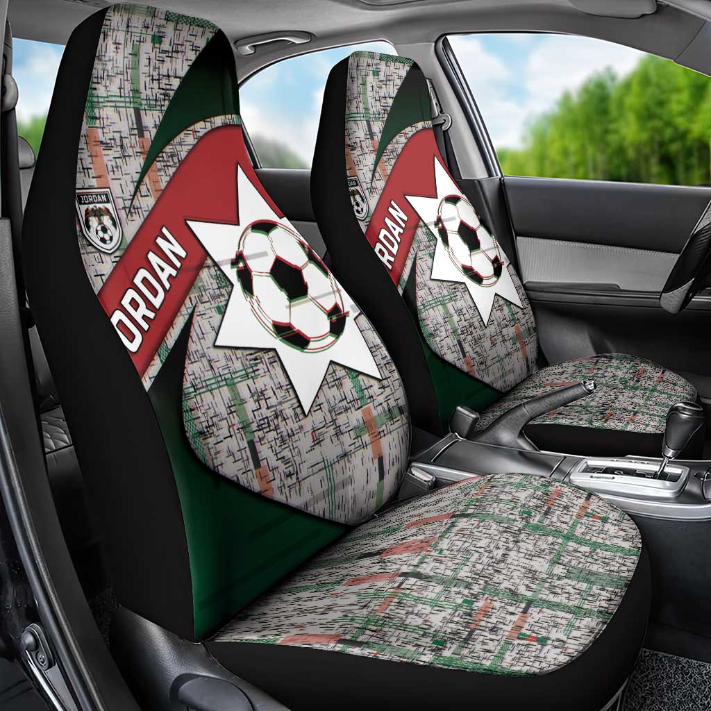 Jordan Football Car Seat Cover Jordanian National Flag Colors Retro Glitch Art