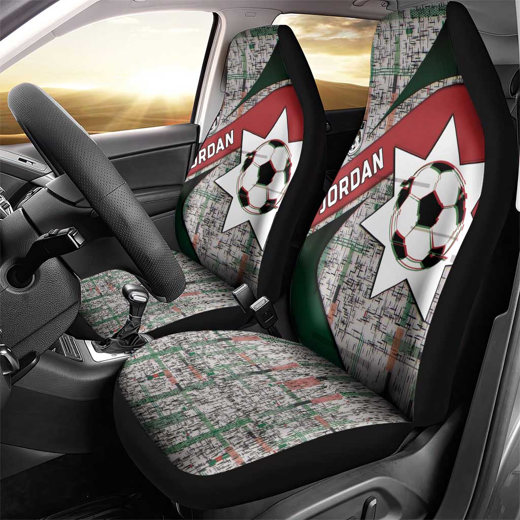 Jordan Football Car Seat Cover Jordanian National Flag Colors Retro Glitch Art
