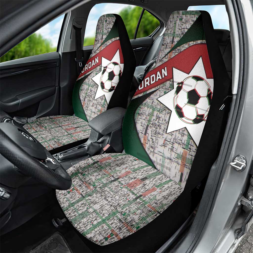 Jordan Football Car Seat Cover Jordanian National Flag Colors Retro Glitch Art
