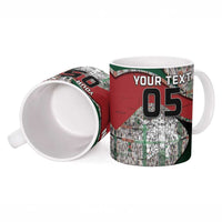 Custom Jordan Football Ceramic Mug Jordanian National Flag Colors Retro Glitch Art