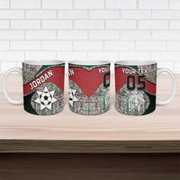 Custom Jordan Football Ceramic Mug Jordanian National Flag Colors Retro Glitch Art