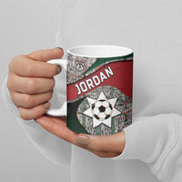 Custom Jordan Football Ceramic Mug Jordanian National Flag Colors Retro Glitch Art