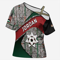 Custom Jordan Football Cross Shoulder Shirt Jordanian National Flag Colors Retro Glitch Art