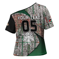 Custom Jordan Football Cross Shoulder Shirt Jordanian National Flag Colors Retro Glitch Art