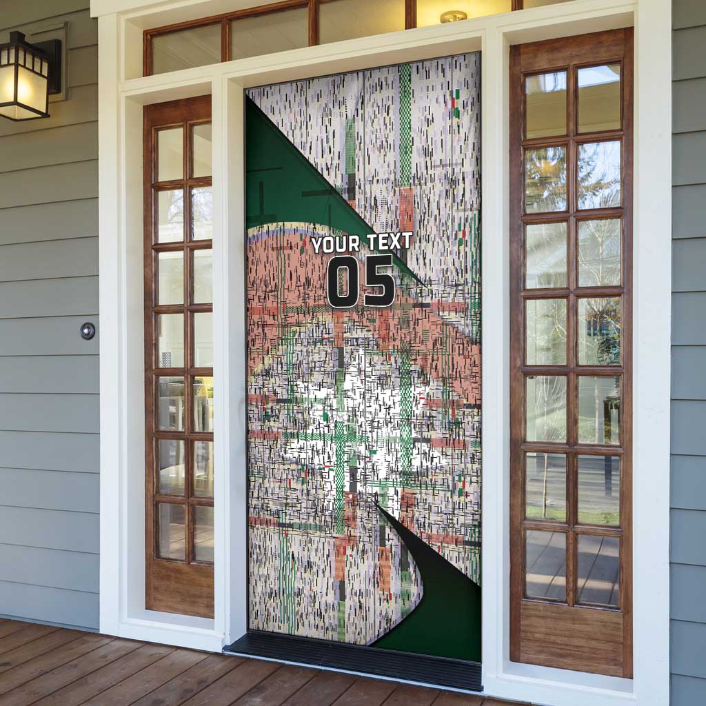 Custom Jordan Football Door Cover Jordanian National Flag Colors Retro Glitch Art