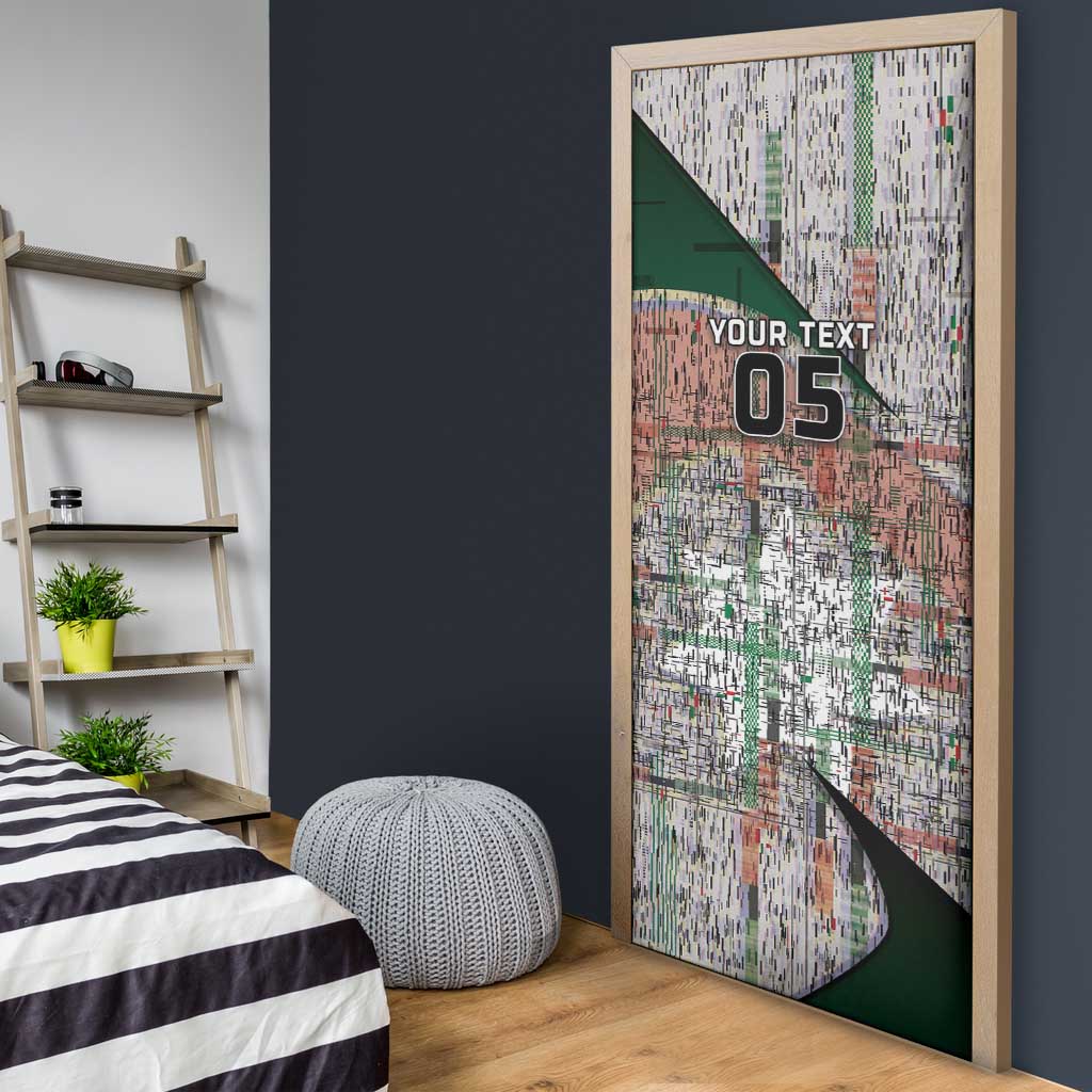 Custom Jordan Football Door Cover Jordanian National Flag Colors Retro Glitch Art