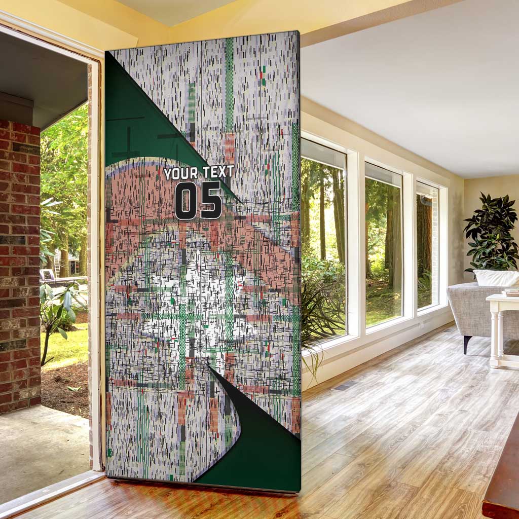 Custom Jordan Football Door Cover Jordanian National Flag Colors Retro Glitch Art