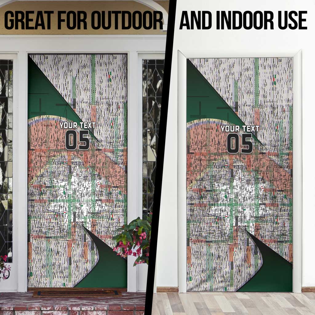 Custom Jordan Football Door Cover Jordanian National Flag Colors Retro Glitch Art