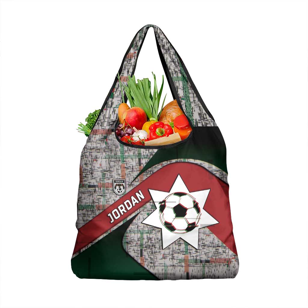 Jordan Football Grocery Bag Jordanian National Flag Colors Retro Glitch Art