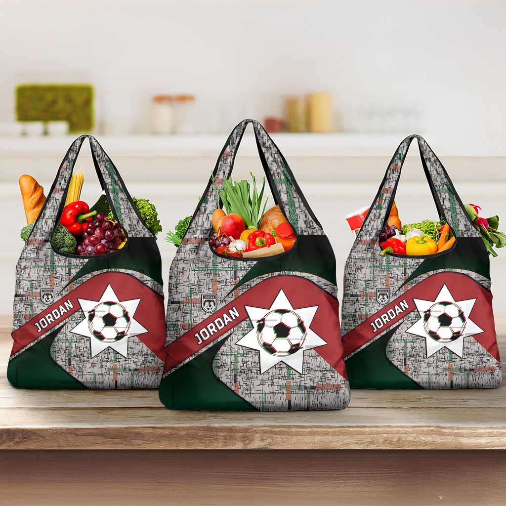 Jordan Football Grocery Bag Jordanian National Flag Colors Retro Glitch Art