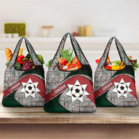 Jordan Football Grocery Bag Jordanian National Flag Colors Retro Glitch Art