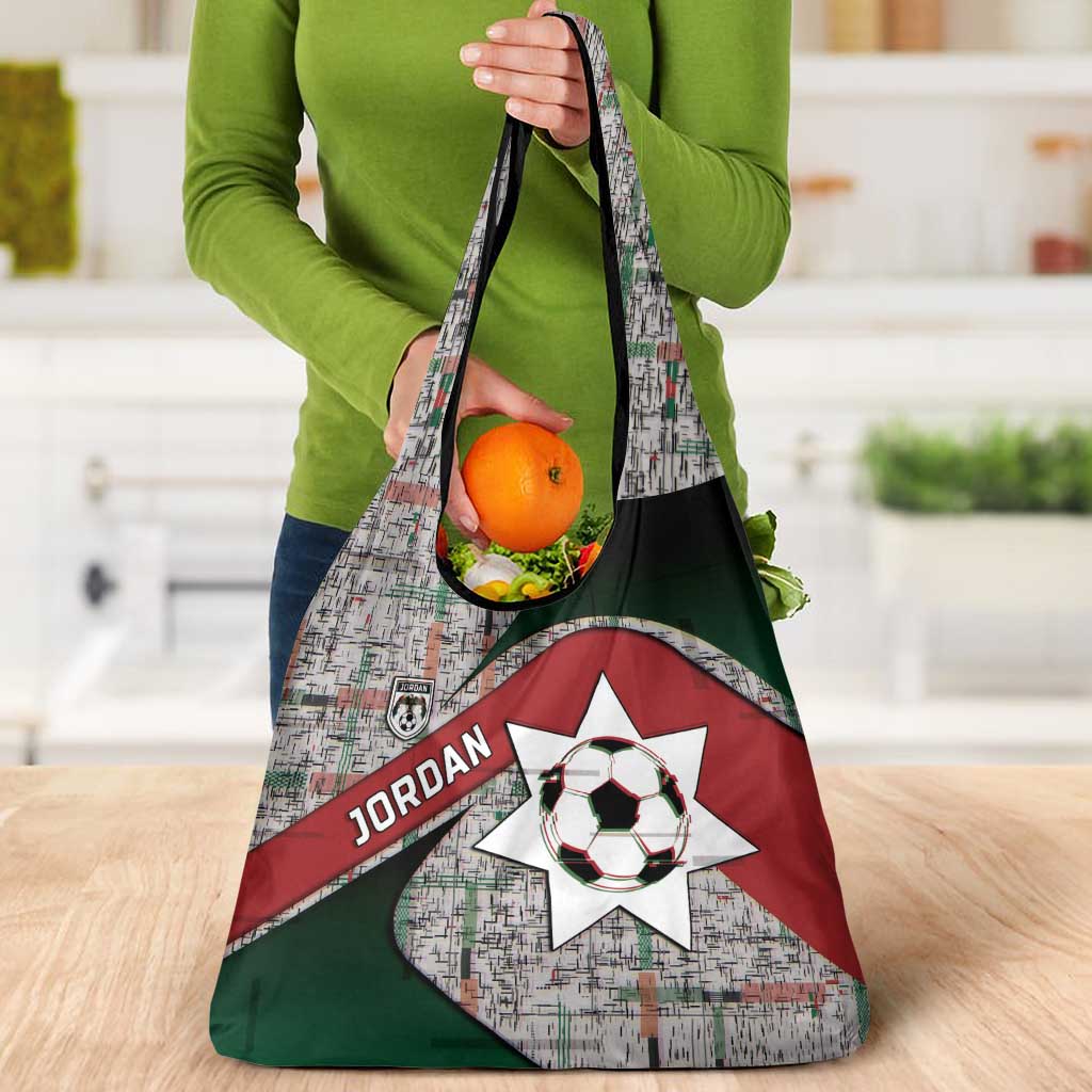 Jordan Football Grocery Bag Jordanian National Flag Colors Retro Glitch Art