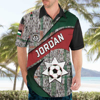Custom Jordan Football Hawaiian Shirt Jordanian National Flag Colors Retro Glitch Art