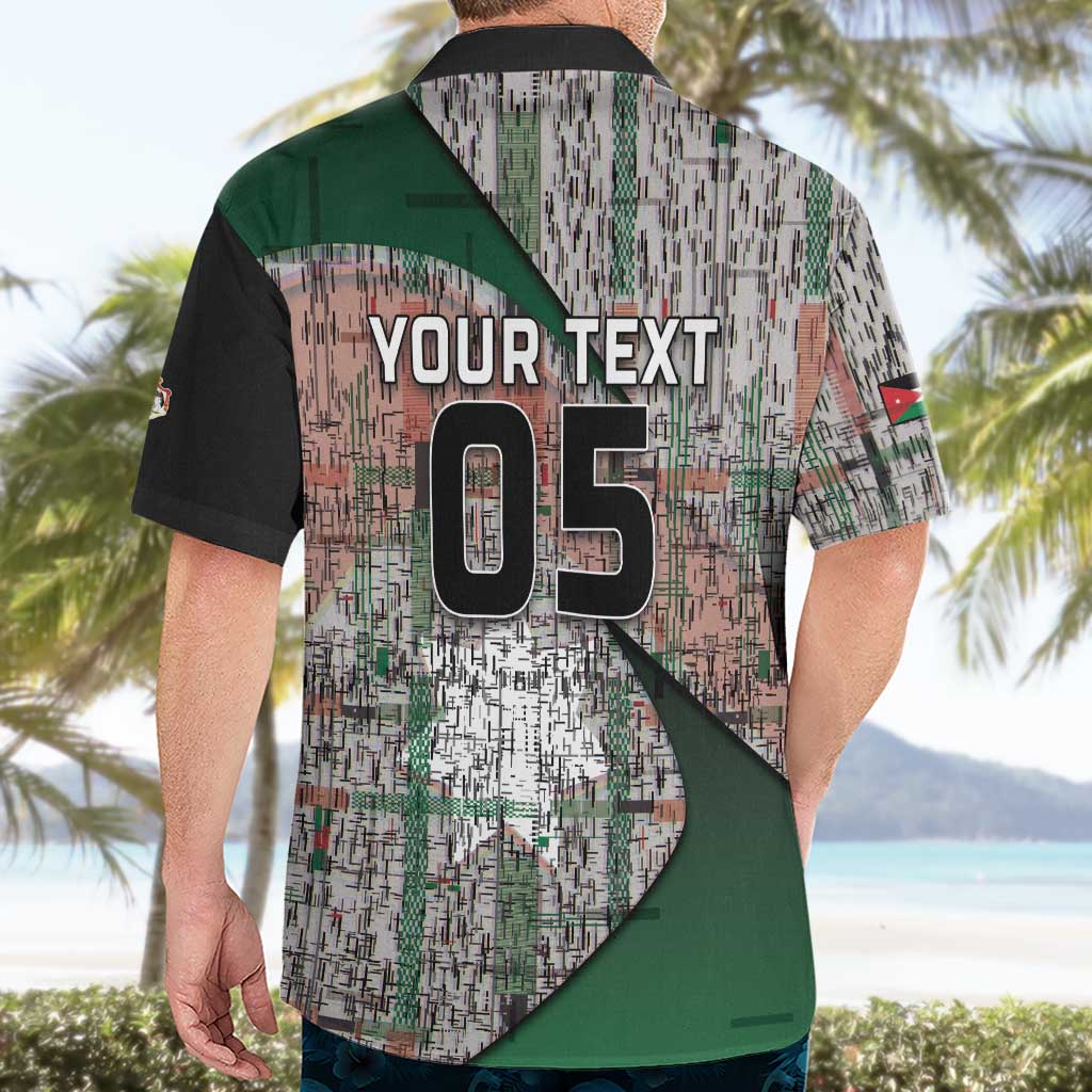 Custom Jordan Football Hawaiian Shirt Jordanian National Flag Colors Retro Glitch Art