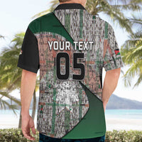 Custom Jordan Football Hawaiian Shirt Jordanian National Flag Colors Retro Glitch Art