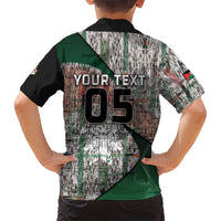 Custom Jordan Football Hawaiian Shirt Jordanian National Flag Colors Retro Glitch Art