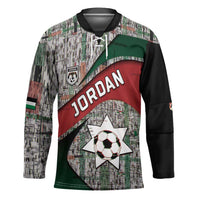 Custom Jordan Football Hockey Jersey Jordanian National Flag Colors Retro Glitch Art