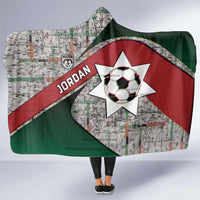 Jordan Football Hooded Blanket Jordanian National Flag Colors Retro Glitch Art