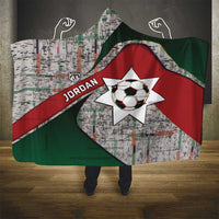 Jordan Football Hooded Blanket Jordanian National Flag Colors Retro Glitch Art