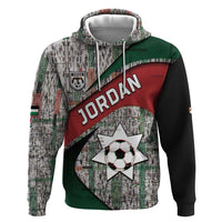 Custom Jordan Football Hoodie Jordanian National Flag Colors Retro Glitch Art