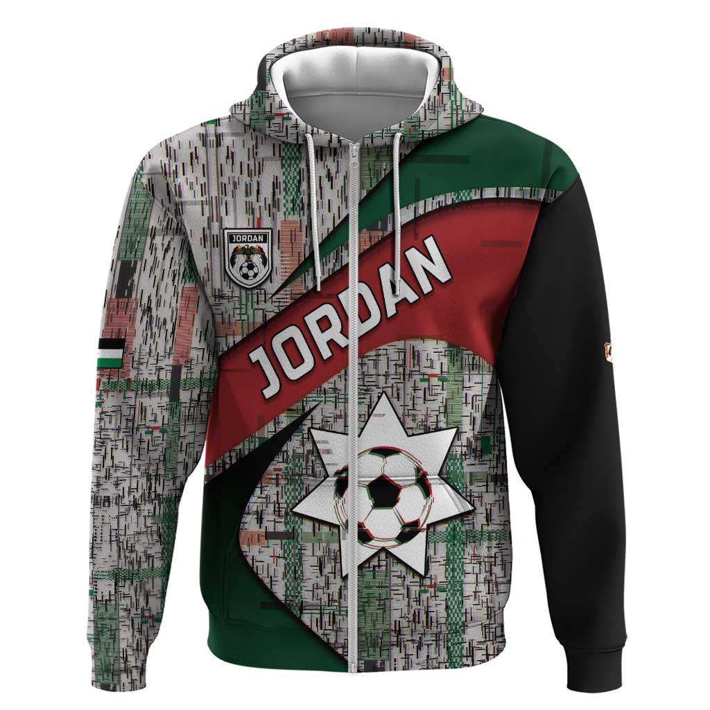Custom Jordan Football Hoodie Jordanian National Flag Colors Retro Glitch Art
