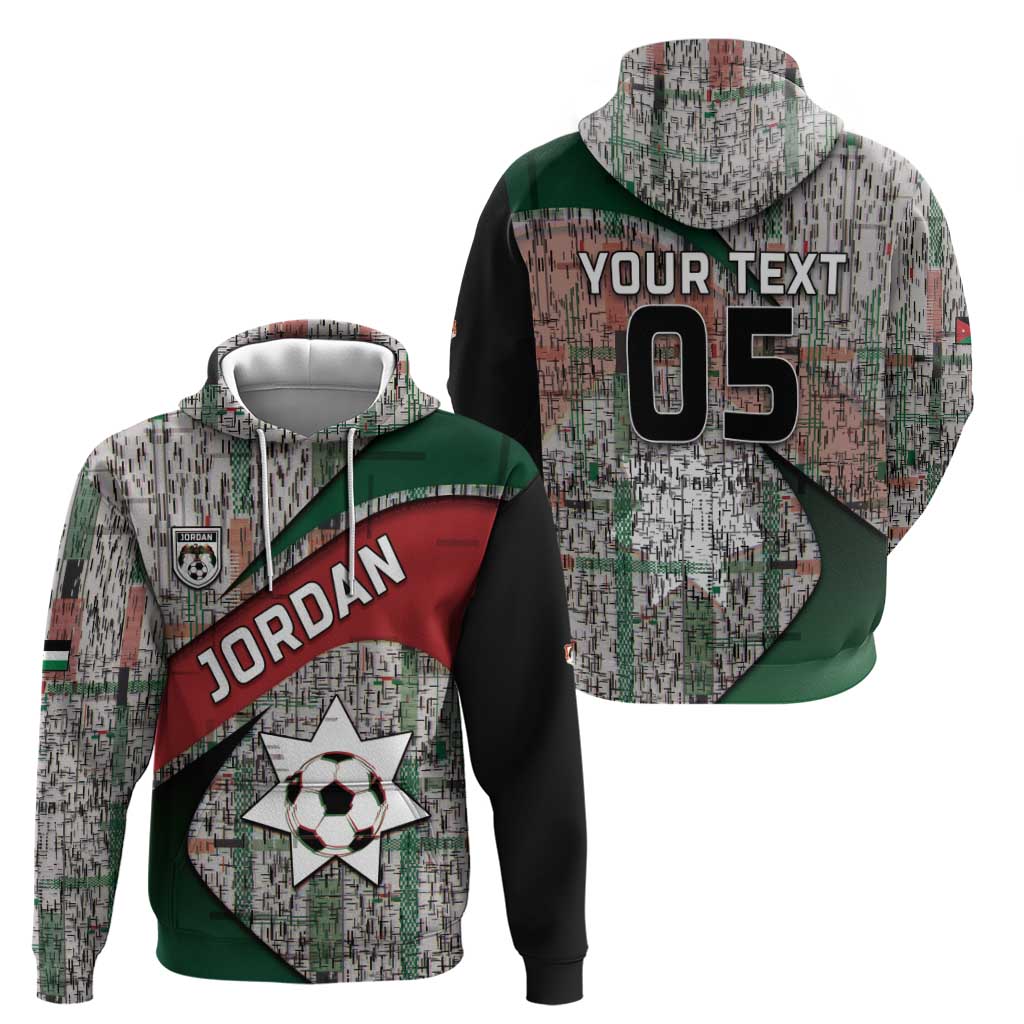 Custom Jordan Football Hoodie Jordanian National Flag Colors Retro Glitch Art