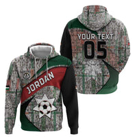 Custom Jordan Football Hoodie Jordanian National Flag Colors Retro Glitch Art