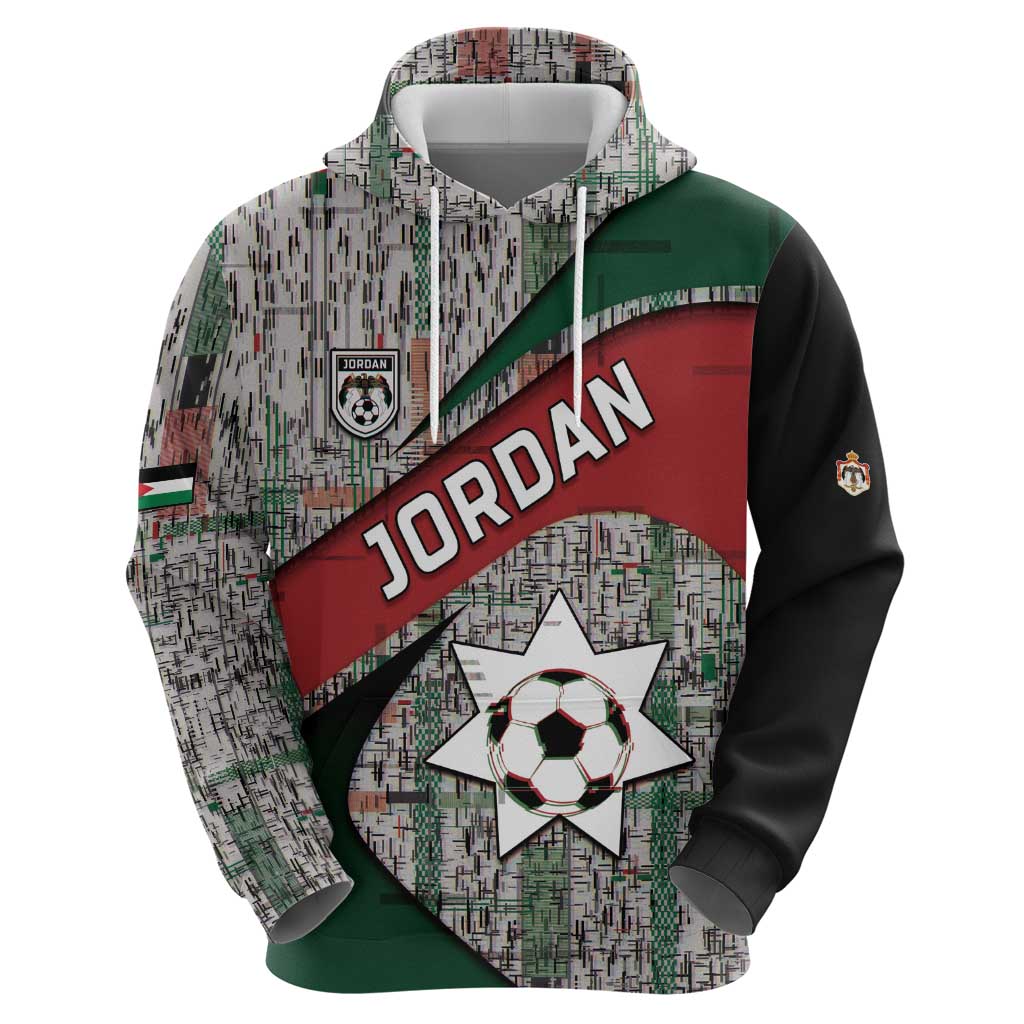 Custom Jordan Football Hoodie Jordanian National Flag Colors Retro Glitch Art
