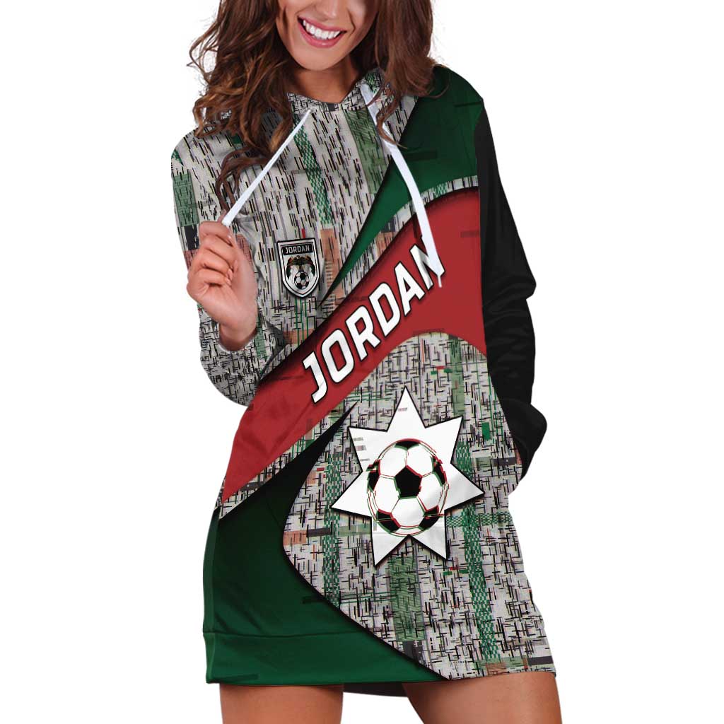 Custom Jordan Football Hoodie Dress Jordanian National Flag Colors Retro Glitch Art