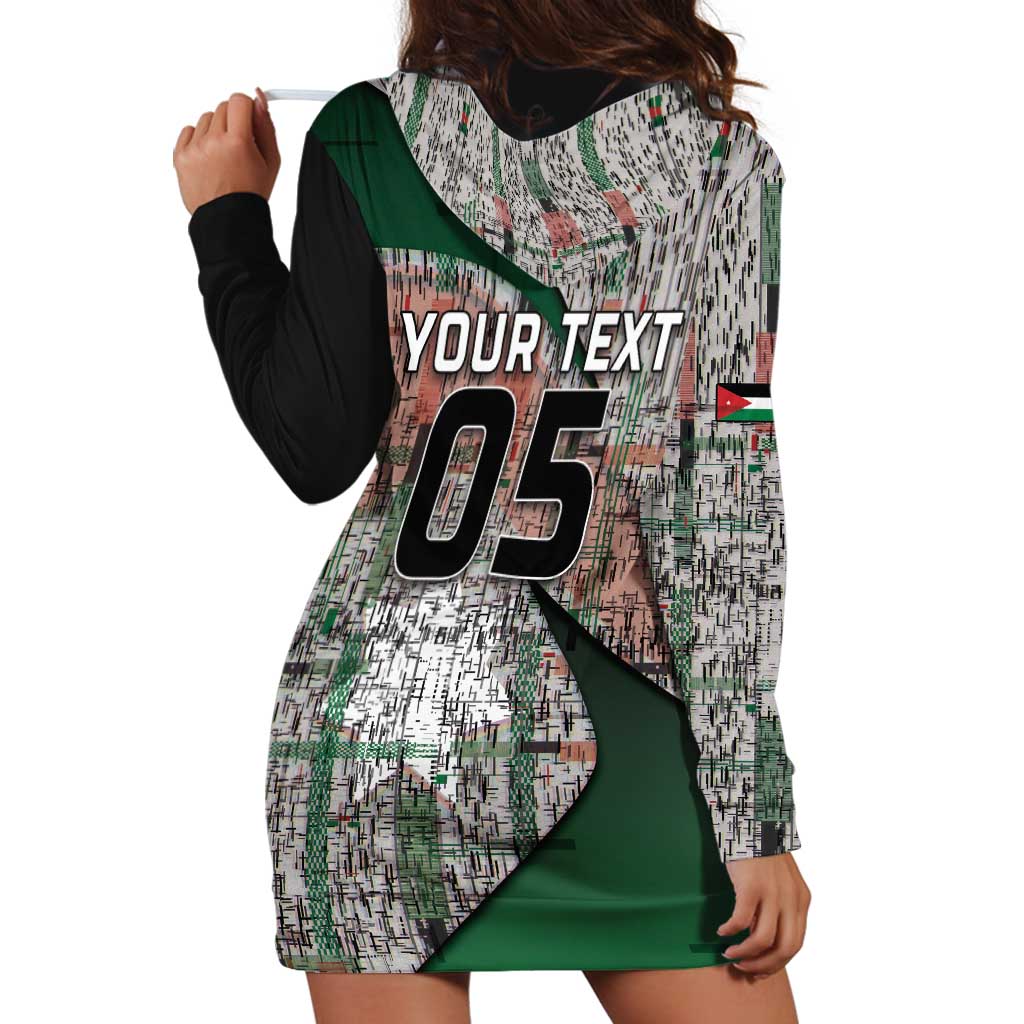 Custom Jordan Football Hoodie Dress Jordanian National Flag Colors Retro Glitch Art