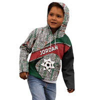 Custom Jordan Football Kid Hoodie Jordanian National Flag Colors Retro Glitch Art