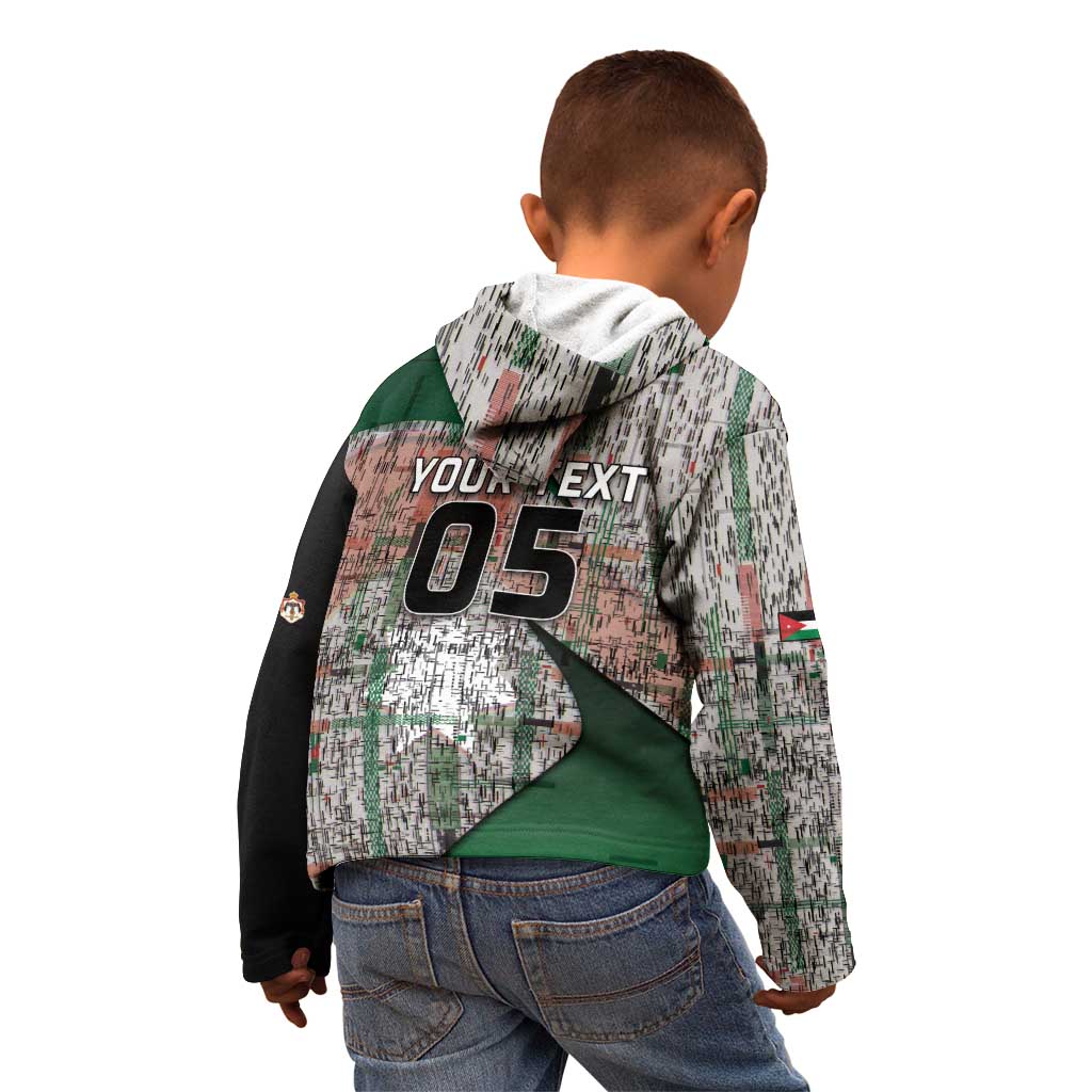 Custom Jordan Football Kid Hoodie Jordanian National Flag Colors Retro Glitch Art