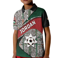 Custom Jordan Football Kid Polo Shirt Jordanian National Flag Colors Retro Glitch Art