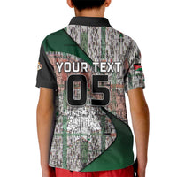 Custom Jordan Football Kid Polo Shirt Jordanian National Flag Colors Retro Glitch Art