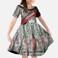 Custom Jordan Football Kid Short Sleeve Dress Jordanian National Flag Colors Retro Glitch Art