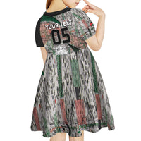 Custom Jordan Football Kid Short Sleeve Dress Jordanian National Flag Colors Retro Glitch Art