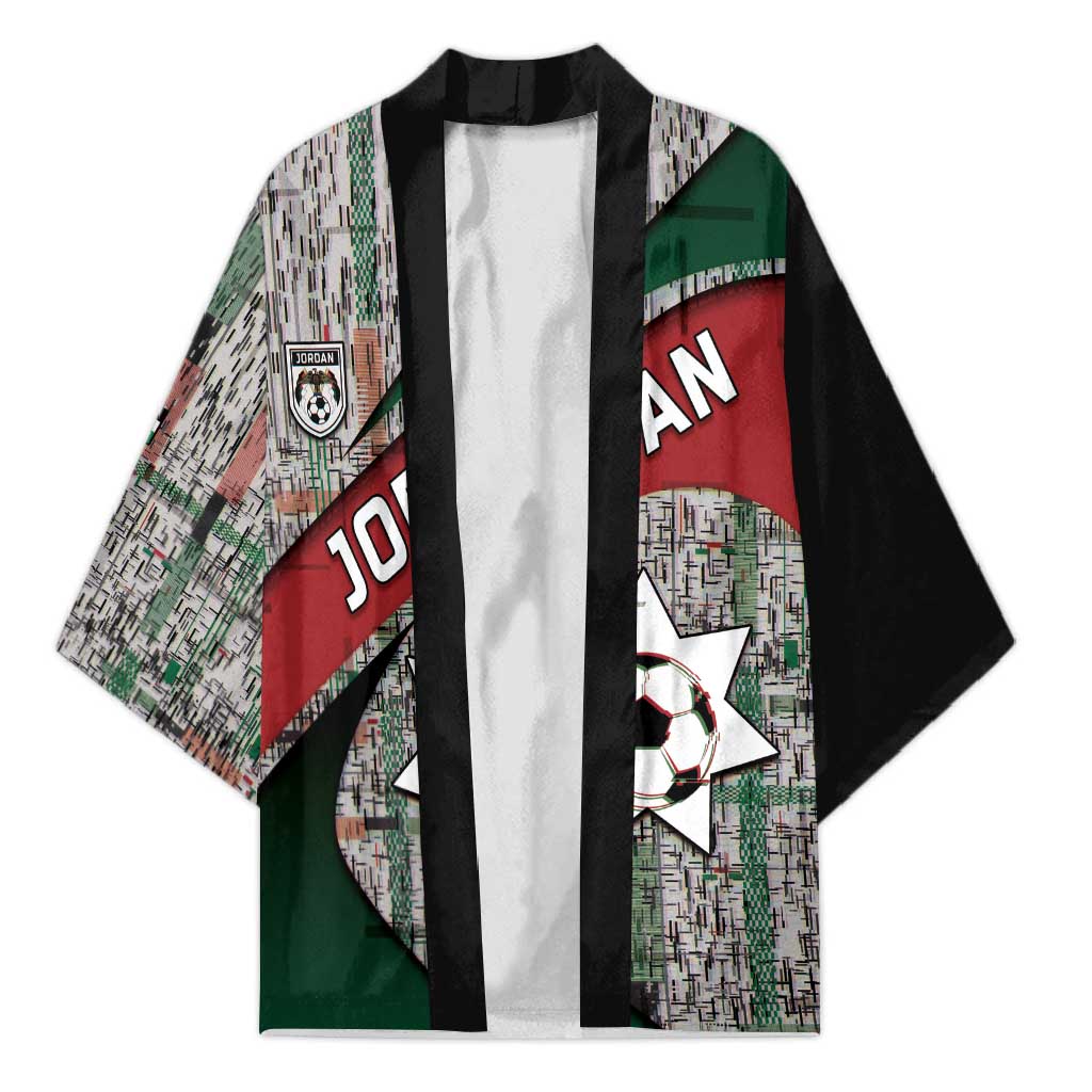 Custom Jordan Football Kimono Jordanian National Flag Colors Retro Glitch Art