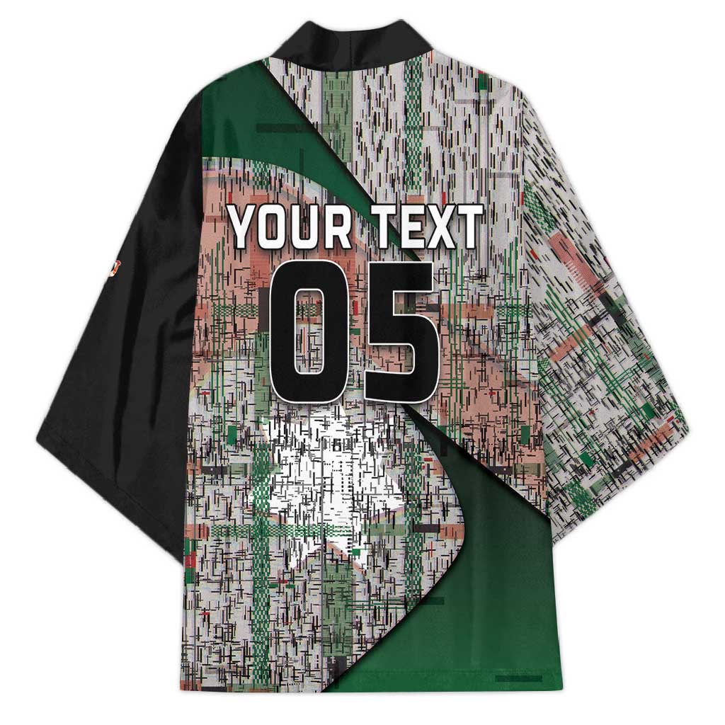 Custom Jordan Football Kimono Jordanian National Flag Colors Retro Glitch Art