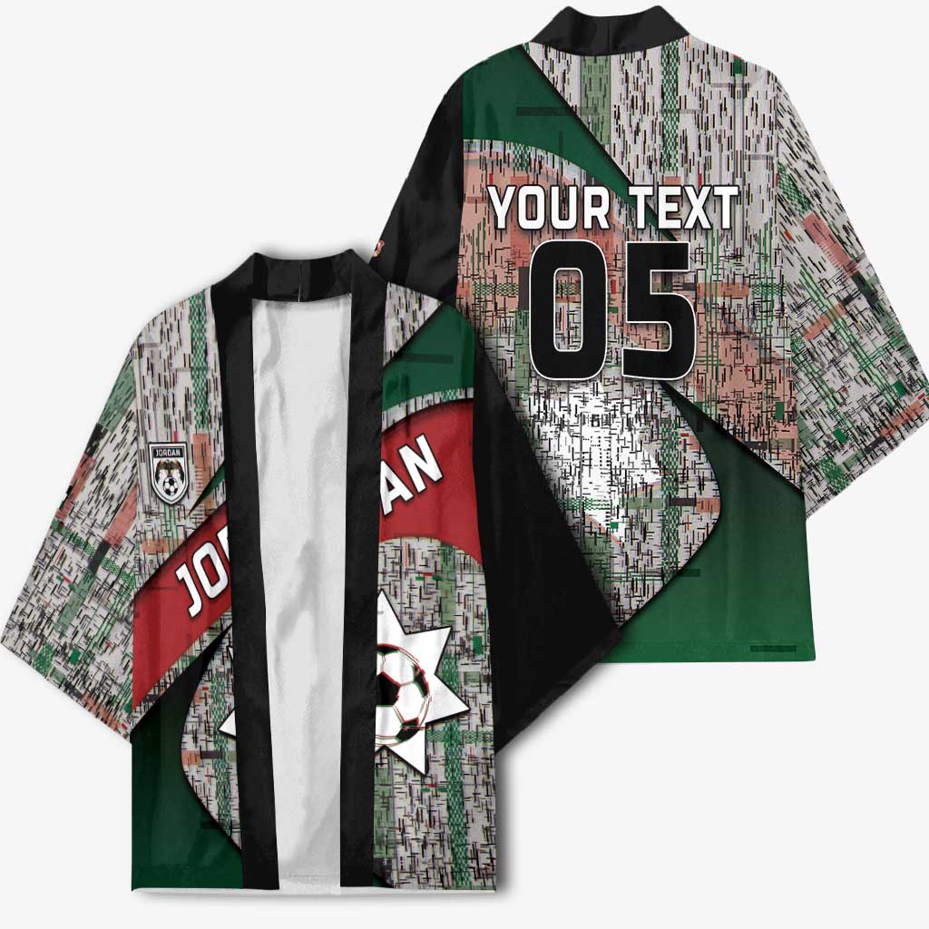 Custom Jordan Football Kimono Jordanian National Flag Colors Retro Glitch Art