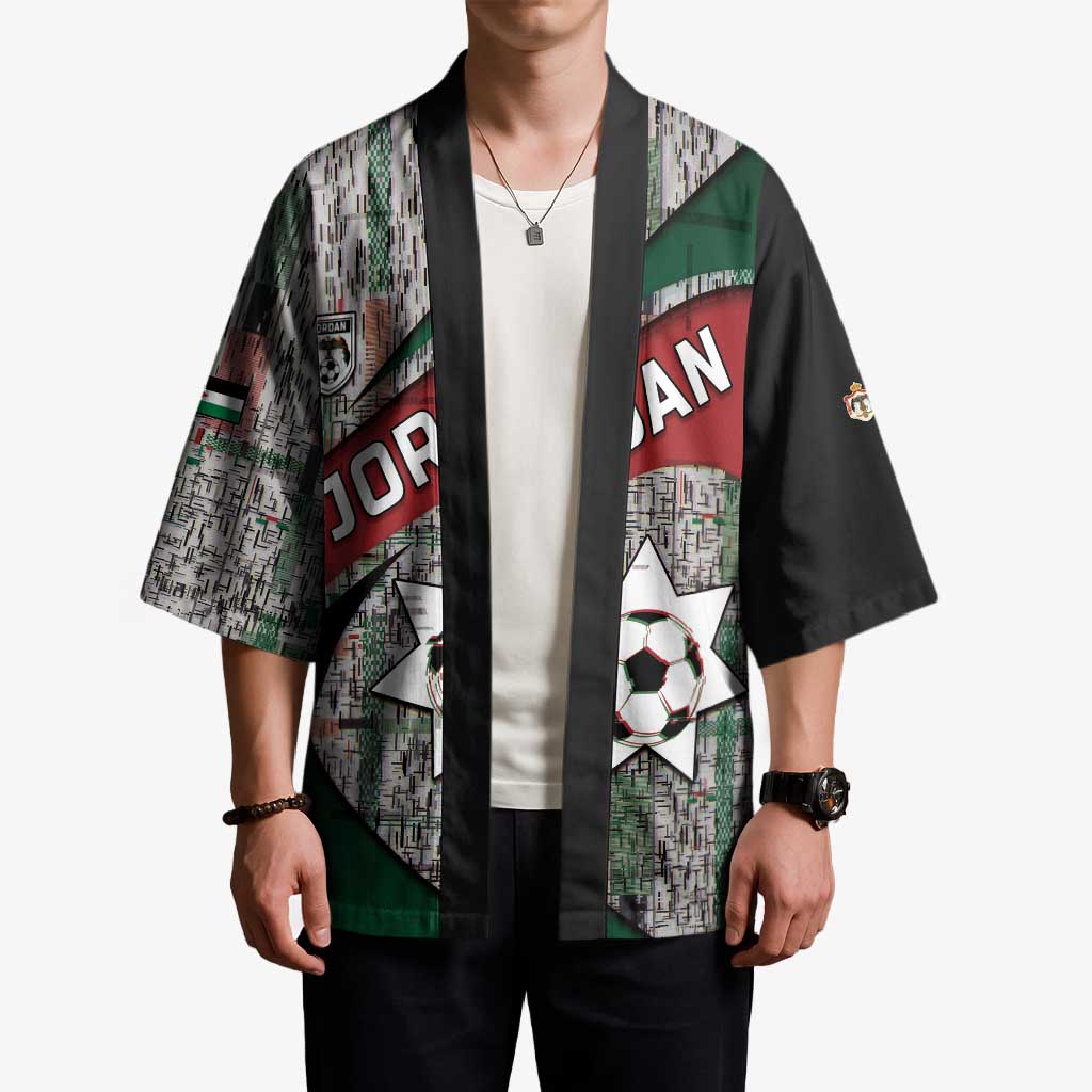 Custom Jordan Football Kimono Jordanian National Flag Colors Retro Glitch Art