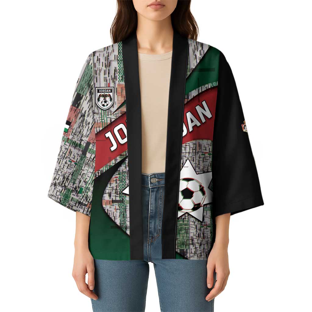 Custom Jordan Football Kimono Jordanian National Flag Colors Retro Glitch Art