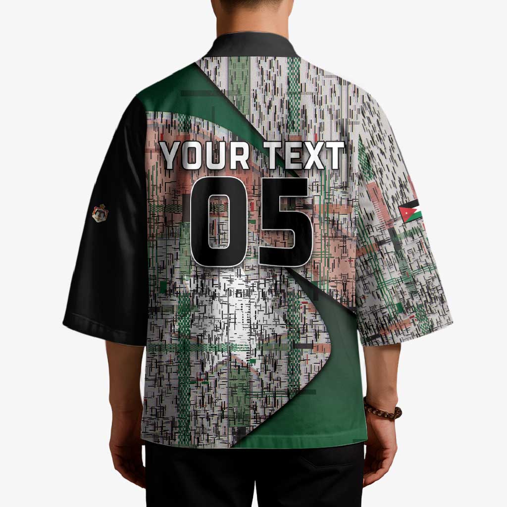 Custom Jordan Football Kimono Jordanian National Flag Colors Retro Glitch Art