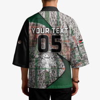 Custom Jordan Football Kimono Jordanian National Flag Colors Retro Glitch Art