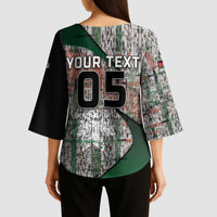 Custom Jordan Football Kimono Sleeve Blouse Jordanian National Flag Colors Retro Glitch Art
