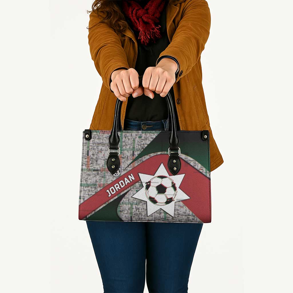 Jordan Football Leather Bag Jordanian National Flag Colors Retro Glitch Art