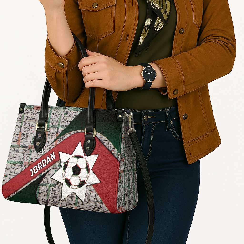 Jordan Football Leather Bag Jordanian National Flag Colors Retro Glitch Art