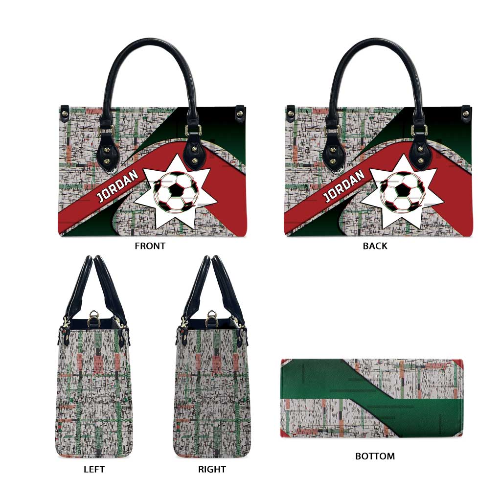Jordan Football Leather Bag Jordanian National Flag Colors Retro Glitch Art